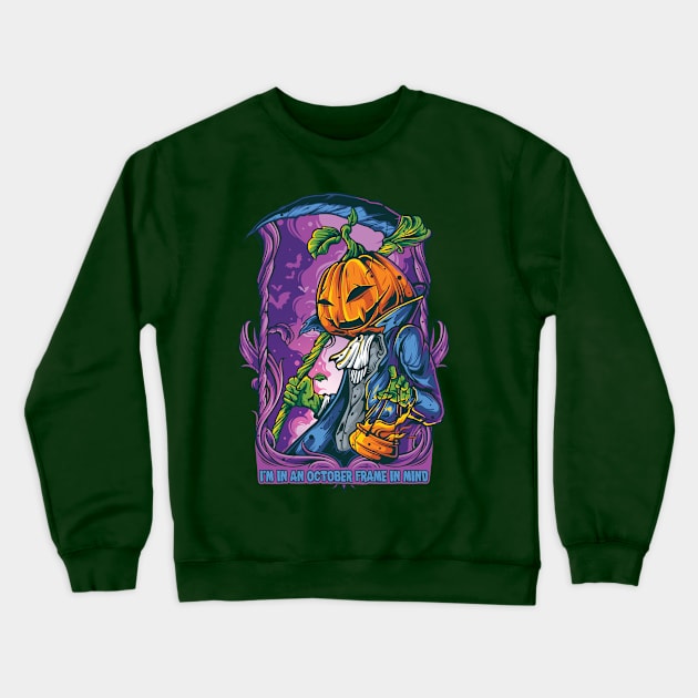 Halloween Pumpkin: October Frame In Mind Crewneck Sweatshirt by POD Anytime